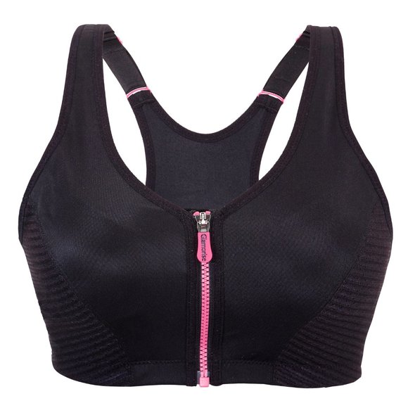 Glamorise SPORT Bra 44B (HIGH-IMPACT) Wicking (RACERBACK) Stretch BLACK NEW - Picture 1 of 9